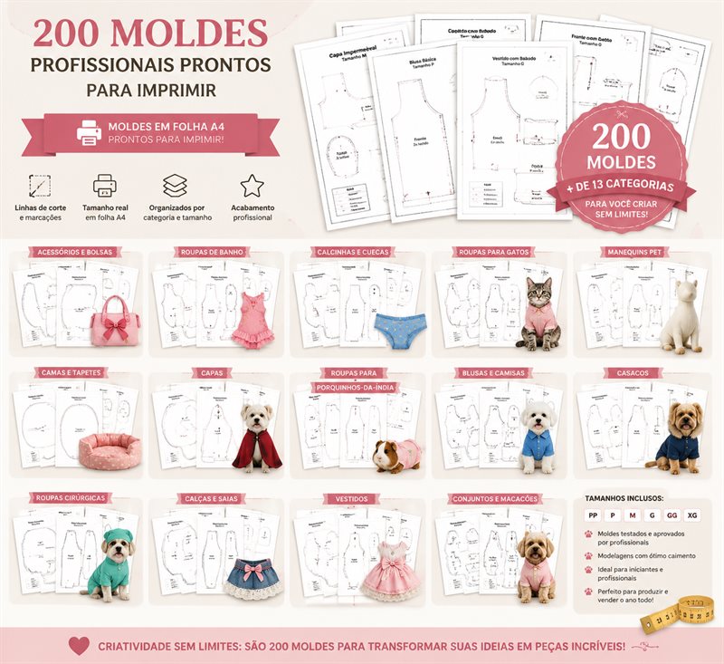 200 Moldes Profissionais Prontos para Imprimir